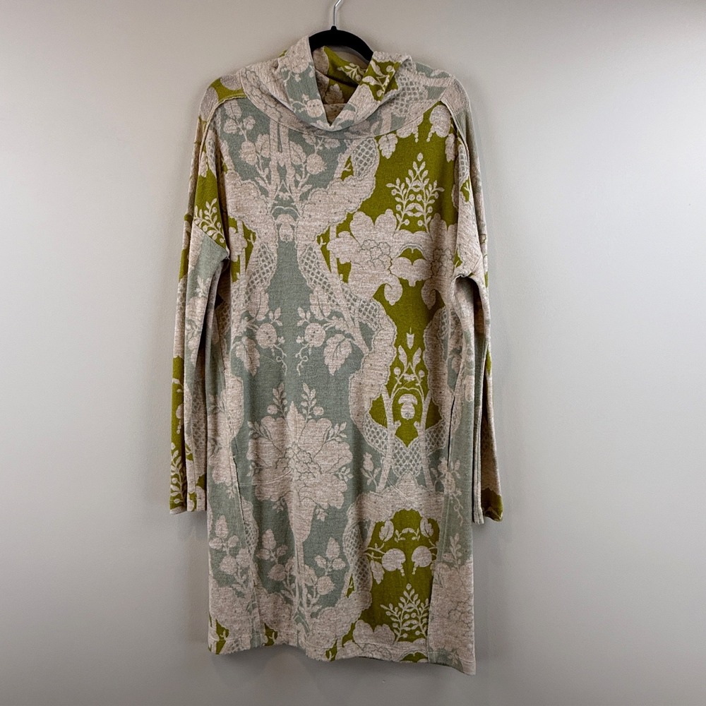 Saturday Sunday Dress Women S Boho Goblincore Floral Damask Cowl Neck Tunic